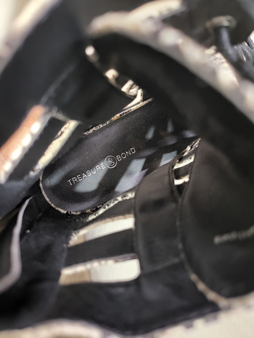 Treasure & Bond Snake-Print Lace-Up Ankle Boots in Black & Cream - Picture 6 of 8